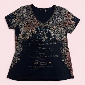 Vintage Y2K Floral Script Baby Tee